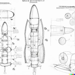 DALL·E 2022-08-12 12.32.49 - Detailed ID sketches of a rocketship with a cross section